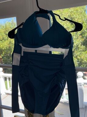 Shapermint Teal Bikini Top and Bottom Set